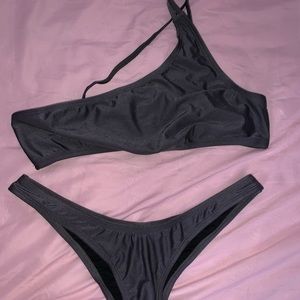 Dark Gray One Shoulder Fashion Nova Bikini
